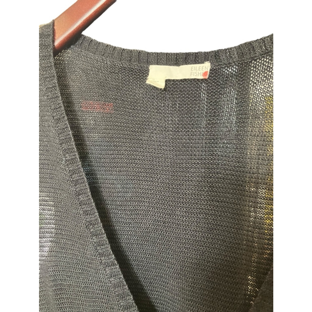 EILEEN FISHER Black 100% Linen Knit Vest Size Large - Picture 3 of 6